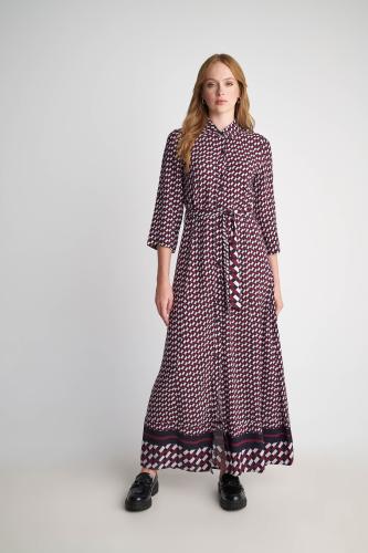 Φόρεμα σεμιζιέ με γεωμετρικά σχέδια Bordeaux
