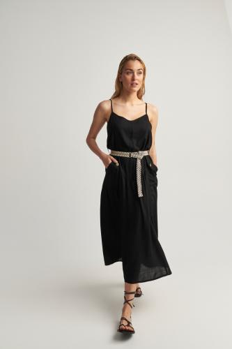 Φόρεμα μακρύ με λεπτή τιράντα Black