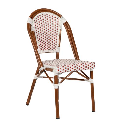 Artelibre Καρέκλα Κήπου MUTARAZI Λευκό/Κόκκινο/Μπαμπού Αλουμίνιο/Rattan 50x57x85cm