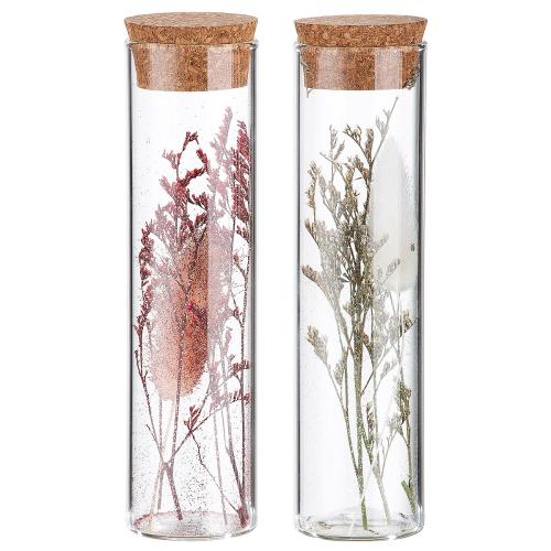 Artelibre Διακοσμητικό Αποξηραμένο Λουλούδι Σε Δοχείο Με Glitter Διάφανο Γυαλί 15.5cm Σε 2 Σχέδια