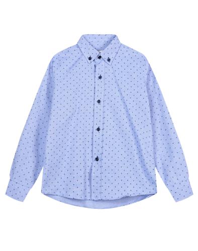 Μπλέ πουκάμισο εμπριμέ με μπλέ κουμπιά για αγόρι.Boutique collection 43-123090-4