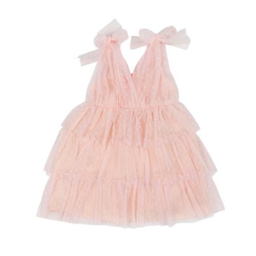 Μπεμπέ φόρεμα καλοκαιρινό για κορίτσι σε σομόν χρώμα με τούλι -31.4502S