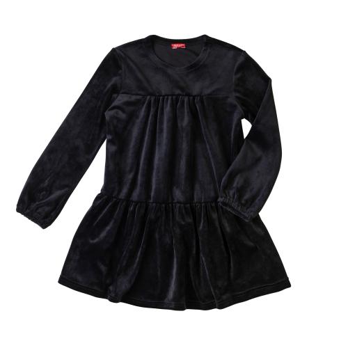 Φόρεμα χειμερινό βελουτέ σε μαύρο χρώμα με σούρες εμπρός και πίσω -12.2003M 10 ετών
