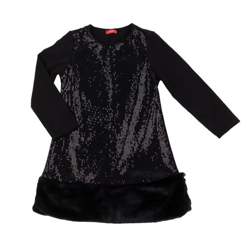 Φόρεμα για κορίτσι σε μαύρο χρώμα λαμπερό χειμερινό με επίστρωση foil -02.3000M 10 ετών