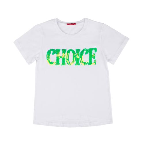 Λευκό t-shirt κοντομάνικο καλοκαιρινό για κορίτσι σε λευκό πράσινο χρώμα -31.1020LP 8 ετών