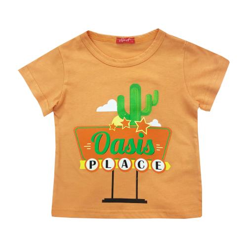 Μπεμπέ καλοκαιρινό κοντομάνικο μπλουζάκι για αγόρι σε πορτοκαλί χρώμα -21.4952P