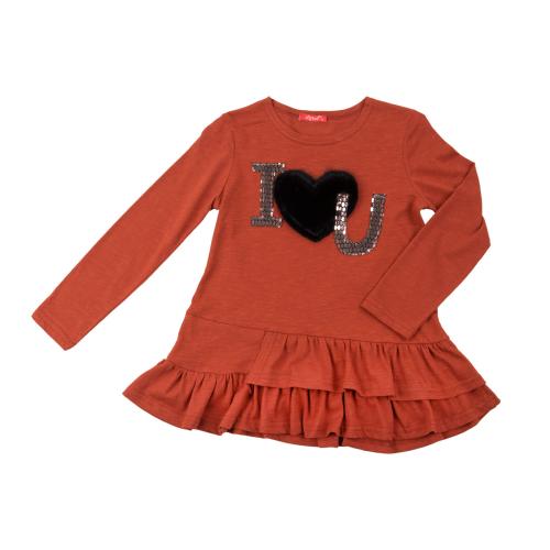 Μπλουζοφόρεμα μακρυμάνικο για κορίτσι σε εκάι χρώμα από ελαστικό ύφασμα -02.2005E 6 ετών