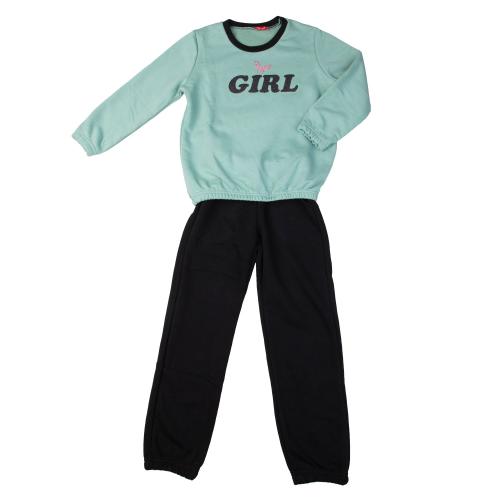 Σετ φόρμα για κορίτσι ανοιξιάτικη σε μέντα χρώμα με τύπωμα στην μπλούζα -11.3011M 14 ετών