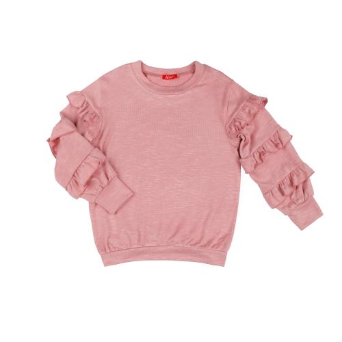Παιδικό χειμερινό μπλουζοφόρεμα πλεκτό ροζ με βολάν στα μανίκια -12.3001R 14 ετών
