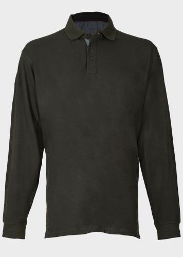 Ανδρική μπλούζα τύπου polo μονόχρωμη μακρύ μανίκι.Oversize Collection ΧΑΚΙ
