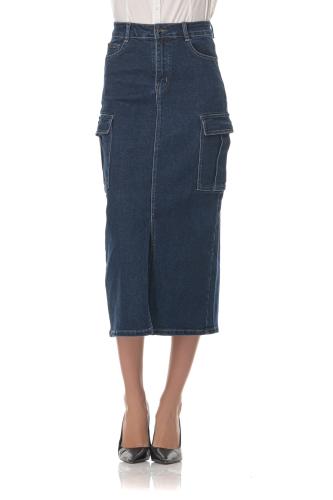 Γυναικεία jean pencil ελαστική φούστα cargo. Denim Collection JEAN