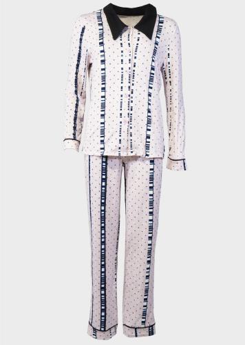 Γυναικεία πιτζάμα all print κουμπιά παντελόνι με λάστιχο. Homewear Collection ΡΟΖ