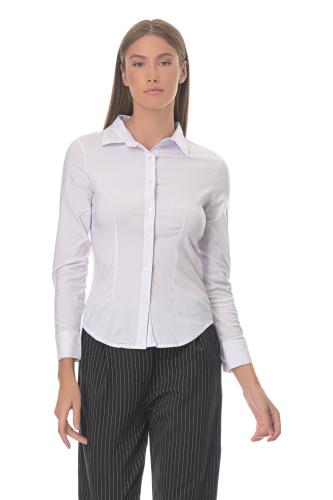Γυναικείο μονόχρωμο ελαστκό πουκάμισο. Basic Style ΛΕΥΚΟ