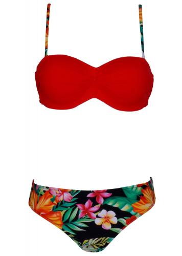 Γυναικείο set μαγιό ενισχυμένο αποσπώμενη ράντα Bikini floral κανονική γραμμή. Καλύπτει B Cup ΚΟΚΚΙΝΟ