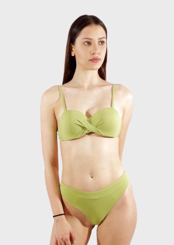 Γυναικείο σετ μαγιό μονόχρωμο bra αποσπώμενες τιράντες ενσωματωμένη επένδυση bikini brazil. Καλύπτει B CUP OLIVE