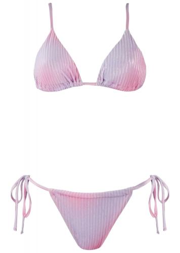 Σέτ μαγιό τριγωνάκι bikini brazilianne δετό tie-dye print. Καλύπτει Β Cup. ΡΟΖ