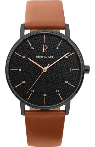 PIERRE LANNIER Mens - 203F434 Black case with Brown Leather strap