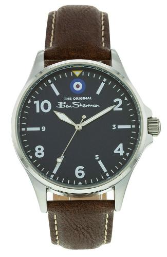 BEN SHERMAN The Original - BS068BR Silver case with Brown Leather Strap