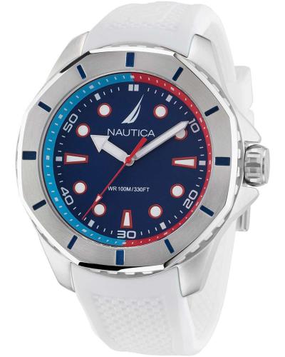 NAUTICA Koh May Bay - NAPKMS305, Silver case with White Rubber Strap