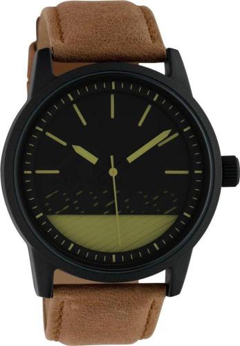 OOZOO Timepieces - C10309 , Black case with Brown Leather Strap