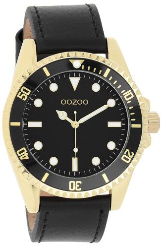 OOZOO Timepieces - C11115, Gold case with Black Leather Strap