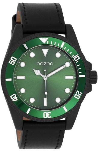 OOZOO Timepieces - C11117, Black case with Black Leather Strap