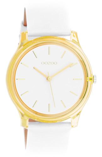 OOZOO Timepieces - C11136, Yellow case with White Leather Strap