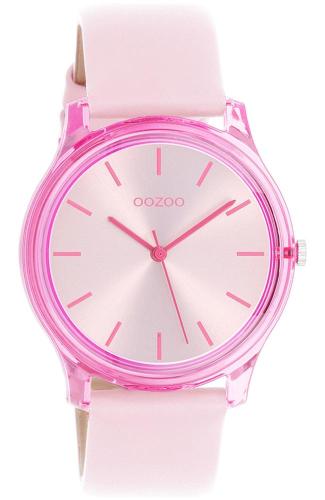 OOZOO Timepieces - C11138, Pink case with Pink Leather Strap
