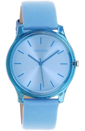 OOZOO Timepieces - C11140, Light Blue case with Light Blue Leather Strap