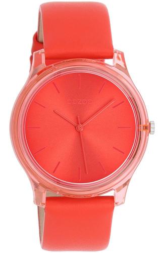 OOZOO Timepieces - C11142, Red case with Red Leather Strap