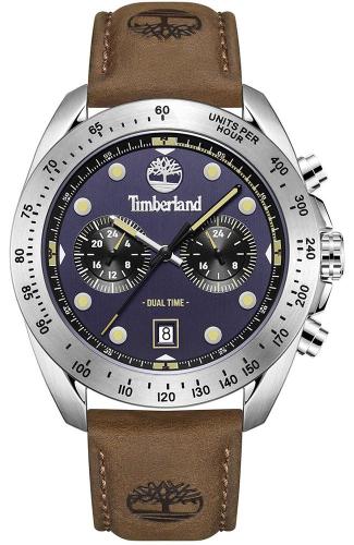 TIMBERLAND CARRIGAN DUAL TIME - TDWGF2230503, Silver case with Brown Leather Strap