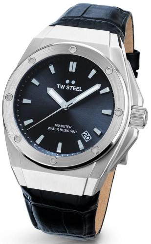 TW STEEL CEO Tech - CE4108, Silver case with Black Leather Strap