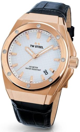 TW STEEL CEO Tech - CE4109, Rose Gold case with Black Leather Strap