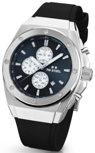 TW STEEL CEO Tech Chronograph - CE4100, Silver case with Black Rubber Strap