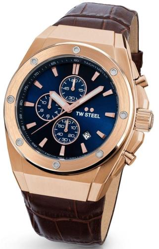 TW STEEL CEO Tech Chronograph - CE4106, Rose Gold case with Brown Leather Strap