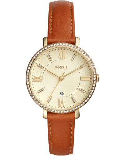 FOSSIL Jacqueline Ladies - ES4293, Gold case with Brown Leather Strap