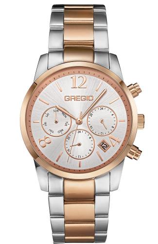 GREGIO Linn Dual Time - GR290050, Silver case with Stainless Steel Bracelet