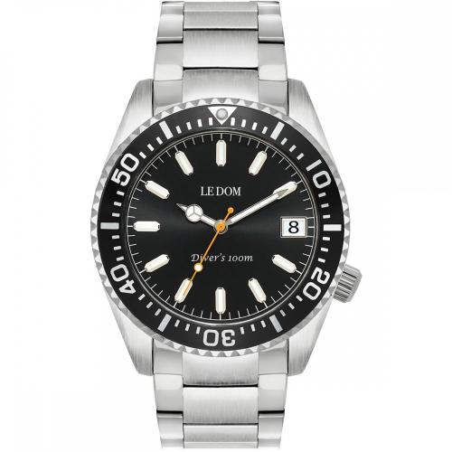 LE DOM Diver's - LD.1490-7, Silver case with Stainless Steel Bracelet