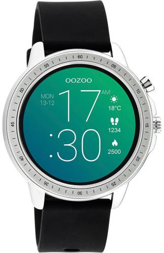 OOZOO Smartwatch - Q00300, Silver case with Black Rubber Strap