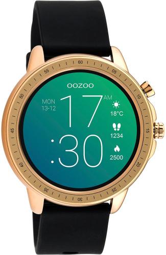 OOZOO Smartwatch - Q00303, Rose Gold case with Black Rubber Strap