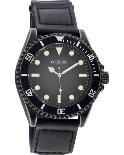 OOZOO Timepieces - C11012, Black case with Black Leather Strap