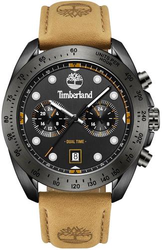 TIMBERLAND CARRIGAN DUAL TIME - TDWGF2230501, Black case with Brown Leather Strap