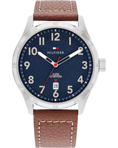 TOMMY HILFIGER Gents - 1710559, Silver case with Brown Leather Strap