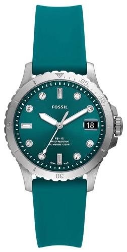 Fossil FB-01- ES5287, Silver case with Green Rubber Strap