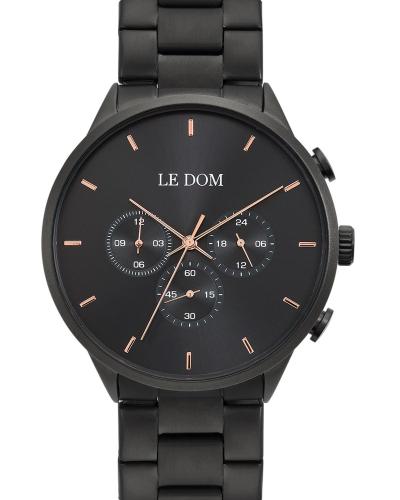 LE DOM Principal Chronograph - LD.1436-5, Black case with Stainless Steel Bracelet