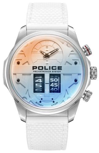 POLICE Rotorcrom - PEWJM0006506 Silver case with White Rubber Strap