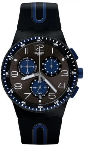 SWATCH Kaicco Chronograph - SUSB406, Black case with Black Rubber Strap