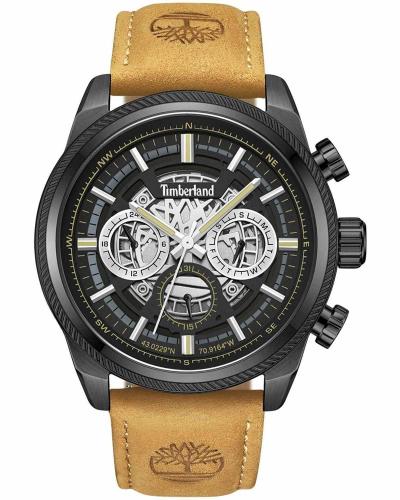TIMBERLAND HADLOCK - TDWGF2200706, Black case with Brown Leather Strap