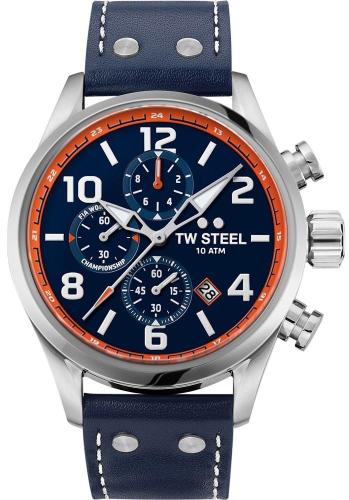 TW STEEL Volante Chronograph WRC Special Edition - VS89, Silver case with Blue Leather Strap