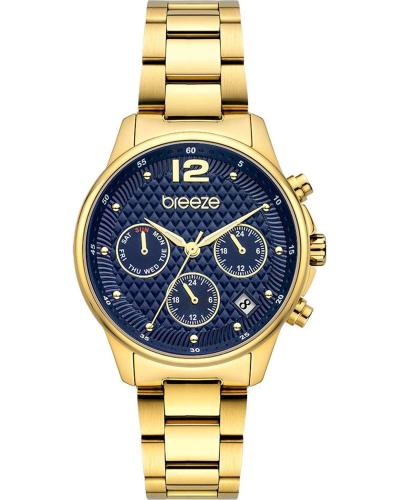 BREEZE Enigma Dual Time - 212431.3, Gold case with Stainless Steel Bracelet